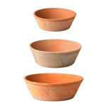 Rivanto® AT Schale 3er Set Blumentöpfe, Blumenschalen, Ø 20,3 x H6,9 /  Ø 22,6 x H7,8 / Ø 25,3 x H8,6 cm, Terracotta Pflanztöpfe 