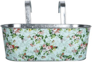 Rivanto® Balkonkasten mit Rosendruck, mit 2 Haken 39,3 x 28,9 x 26,2 cm, ca. 10 cm lang, verzinkter Stahl, innen hochglänzend 