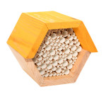Rivanto® Bienenhaus sechseckig aus Kiefernholz, 14,8 x 14,6 x 12,8 cm, Waben Kasten, Waben aus Papierrollen 