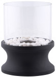 Rivanto® Bioethanol Brenner, konkav, Ø 19,9 x 24,6 cm, Dekoration, Öllampe, Gartenlicht, schwarzer Sockel/durchsichtiges Glas 