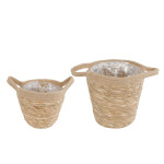 Rivanto® Blumentopf Amanda konisch nach unten zulaufend mit Tragegriffen natur Seegras 