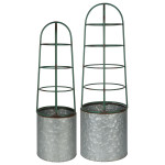 Rivanto® Blumentopf mit Rankhilfe, 2er Set, Ø 21 x 68 / Ø 25 x 77,5 cm, große Blumenschalen mit stabilem Stand, Pflanzenschale, Blumenschale 