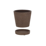 Rivanto® Blumentopf & Untersetzer unglasiert braun aus Terracotta, natürlicher Pflanztopf mit Füßchen, klein 