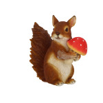 Rivanto® Eichhörnchen mit Steinpilz Gartendekoration aus Polyresin 15,4 x 6,5 x 14,3 cm 