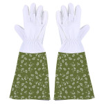 Rivanto® Garten Handschuhe mit Stulpe gemustert Größe M, Länge 18 cm, Pflanzhandschuhe für Garten und Beet, Arbeitshandschuhe, atmungsaktiv 