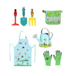 Rivanto® Kinder Gartenausstattung - Gartenhandschuhe, Arbeitsschürze, Gerätegürtel, Kniekissen, Gießkanne & Eimer 