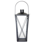 Rivanto® Laterne groß XL, L 20 x B 20 x H 40,5 cm, Eisengestell mit Transportbügel, Garten Deko, grau, Garten Laterne für draußen 