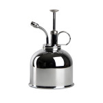 Rivanto® Metall-Pflanzensprüher Silber Ø 14 x 9 cm, Pflanzenbestäuber, Metall Sprühflasche zum Gießen von Pflanzen im Haus oder Büro 