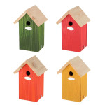 Rivanto® Naturtöne Nistkasten aus Kiefernholz, H25,5 x 16 x 12 cm, 1 Stück buntes Vogelhaus mit Dach, Futterhaus für Wildvögel 