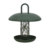 Rivanto® Nusssilo recycelt mit Futterschale 26,5 x 26,5 x 30 cm Saatgutspender aus 100 % Polypropylen Vogelhaus Futterspender Garten 