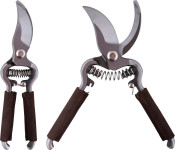 Rivanto® Obst-& Blumenschere mit Sicherungsschlaufe, Länge 21 cm, Leder-ummantelte Griffe, Gartenwerkzeug mit scharfer Klinge 