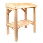 Rivanto® Pflanztisch für Kinder mit 2 Ebenen, stabiler Stand, L 32 x B 48 x H 61 cm, FSC-Kiefernholz, naturfarben, obere Ebene mit Rand 