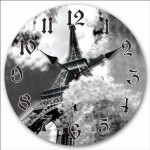 Rivanto® runde Wanduhr mit dem Motiv Eifelturm 