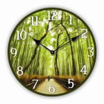 Rivanto® runde Wanduhr mit einem Bambus Motiv, 30 cm Ø 