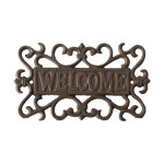 Rivanto® Schild Welcome aus Gusseisen, 21,6 x 0,9 x 12,7 cm, Willkommens Schild für Garten, Wandmontage 
