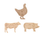 Rivanto® Schneidebrett Tier-Motive aus Bambus, Küchenbrett 1 cm Materialstärke 