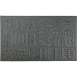 Rivanto® Türmatte Willkommen, L 45 x B 75 x H 0,8 cm, Türmatte rechteckig aus PVC, Tür Vorleger, Fussabstreifer, Schuhmatte, grau 
