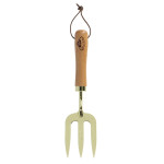 Rivanto® Vergoldete Handgabel 31 cm aus Edelstahl/Buchenholz, vergoldetes Gartenwerkzeug mit Holzgriff, Handschaufel für Gartenarbeit 