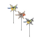 Rivanto® Windrad Vogelmotiv tolle Gartendekoration, Windspiel und Vogelabwehr zugleich, Bunt 