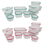 Steuber 10er Set Kunststoff Frischhaltedosen mit Deckel, farbige Silikondichtung, hitzebeständige Aufbewahrungsboxen rund, rechteckig, quadratisch 