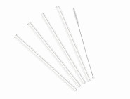 Steuber 8er Set Glas Strohhalm mit Reinigungsbürste, 20 cm, bruch-resistentes Borosilikatglas, Transparent, Cocktail Trinkhalm Gerade | Anzahl: 8 Stück