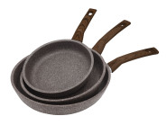 Steuber Bratpfanne "Stonewood" Durchmesser wählbar, Walnussoptik-Griff Granit-Optik, Greblon C3 Antihaftbeschichtung, auch Induktion 