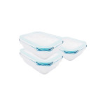3 Stück Steuber Cloc Frischhaltedose aus Glas, 1000 ml, rechteckig, Glas bis 400°C 1000 | Anzahl: 3 Stück