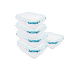 5 Stück Steuber Cloc Frischhaltedose aus Glas, 1000 ml, rechteckig, Glas bis 400°C 1000 | Anzahl: 5 Stück