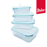 Steuber Cloc Frischhaltedosen aus Glas in verschiedenen Größen, rechteckig, mit Mikrowellen-Deckel 