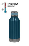 Steuber Edelstahl Thermoflasche 500 ml blau mit Silikon-Manschette, doppelwandig für lange heiße & kalte Getränke blau | 500