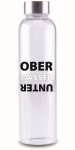 Steuber Glasflasche mit Schriftzug OBER WASSER UNTER, 700 ml, Borosilikatglas/Edelstahlverschluss, temperatur-resistent, spülmaschinengeeignet OBER WASSER UNTER