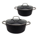 Steuber Premium Kochtopf Set RECYCLED m. Deckel umweltschonend aus 98% recyceltem Aluminium, Antihaft-beschichtet, alle Herdarten, Backofen-geeignet Kochtopf Set