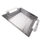 Steuber Premium Line Edelstahl Grillkorb klein 27,5 x 22 x 5,5 cm, Grill-Schale, Ersatz für Aluminium Schalen 27,5 x 22 cm