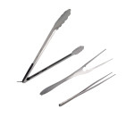 Steuber Premium Line Edelstahl Grillwerkzeug - Grillgabel, Grillzange, Grillpinzette aus Edelstahl 