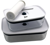 Steuber Vakuumier-Set, Glas-Frischhaltedosen mit Vakuumpumpe, 1000/1650 ml, Vorratsdosen zum Einvakuumieren 