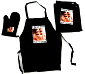 Tinas Collection 3tlg. Schürzen Set in schwarz, Schürze, Handschuh, Geschirrtuch 