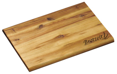 2 Stück Kesper Brotzeitbrett mit Einbrand "Brotzeit", rechteckig, 30 x 20 x 1 cm, FSC-zertifiziertes Akazienholz, Schneidebrett, Präsentationsplatte 