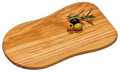 2 Stück Kesper Schneidebrett aus Olivenholz, 30 x 18 x 1,2 cm, geschwungene Form, Servierbrett mit edler Holzmaserung, Servierplatte, Frühstücksbrett 