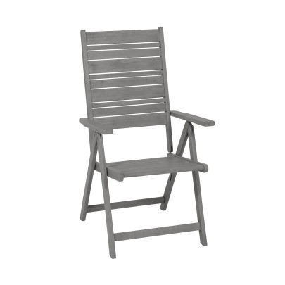 4 Stück FloraSun® Klappsessel Maui aus Akazienholz, 59 x 109 x 69 cm, ohne Auflagen, Sitzhöhe ca. 43 cm, max. 110 kg, Gewicht 6,5 kg, grau 