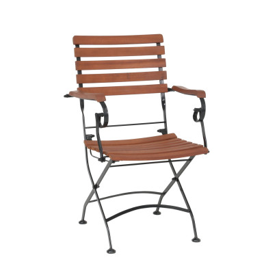 6 Stück FloraSun® Klappsessel Borkum mit Armlehnen, 100% FSC-zertifiziertem Akazienholz/Stahlgestell, Gartenstuhl Sitzhöhe 43cm, Belastbarkeit 110kg 