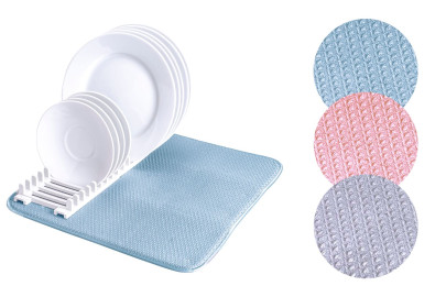 Abtropfmatte mit Gestell, Farbe wählbar, 40 x 45 cm, Polyester, saugstarke Mikrofaser, 2 abnehmbare Abtroffgestelle, antirutsch, waschbar bei 40°C 