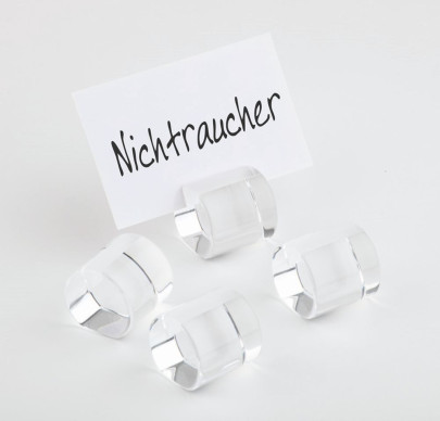 APS 4 Karten-Halter je ca. 3 x 3 x 2,8 cm Crystal Acryl inkl. 20 weiße Beschriftungs-Karten 