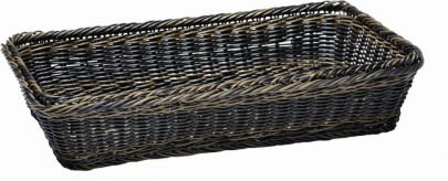 APS Basket L - GN 1/1 ca. 53 x 32,5 cm, Höhe 10 cm Polyrattan, dunkelbraun mit Edelstahldraht wasserfest stapelbar, unzerbrechlich by SIEGER DESIGN 