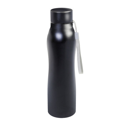 AXENTIA Design Thermoflasche 1000 ml geschwungene Form,  Edelstahl-Trinkflasche doppelwandig für Büro & Alltag, schwarz schwarz