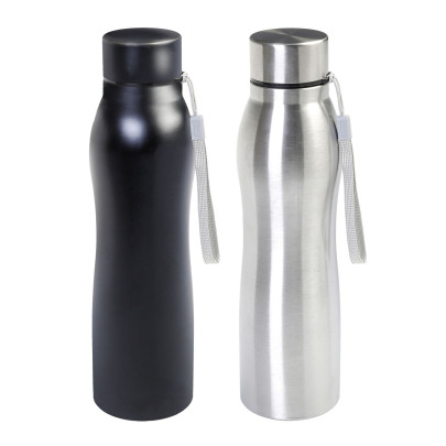 AXENTIA Design Thermoflasche 1000 ml geschwungene Form,  Edelstahl-Trinkflasche doppelwandig für Büro & Alltag 