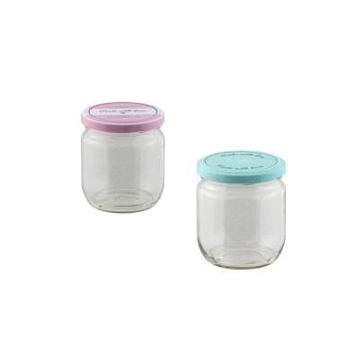 Axentia Einmachglas 425 ml Aufbewahrungsglas in türkis/rosa, 1 Stück, Ø8,5 x Höhe 10 cm 
