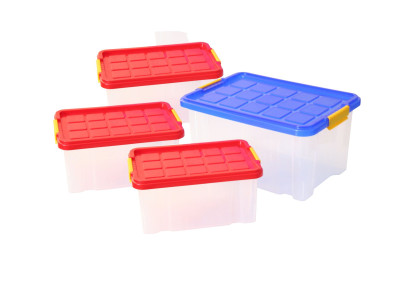 AXENTIA Unibox-Set mit Deckel, Stapelboxen, Universalbox, Spielzeugkistenset, 3 x 5 Liter und 1 x 15 Liter, Set von Danto® 