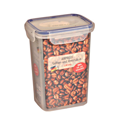 AXENTIA Vorratsdose Airproof Kaffeedose, Gefrierdose, Frischhaltebox, Kühlschrankdose, transparent, mit 1,40 Liter, rechteckig, 13,5 x 10,5 x 18 cm 