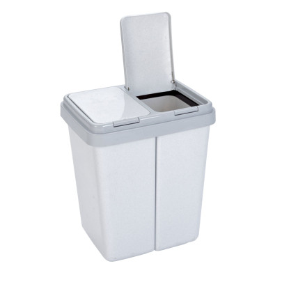 Axentia Zwei-Eimer Müllbehälter, Abfalleimer, Mülltrenner, Müllbehälter, 2 x 23 Liter, grau/granit, aus Kunststoff 