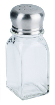 Contacto 12 Stück Salz-/Pfefferstreuer, Pressglas, quadratische Form, Kappe aus Edelstahl, matt polier, 4 x 4 x H10,5 cm 